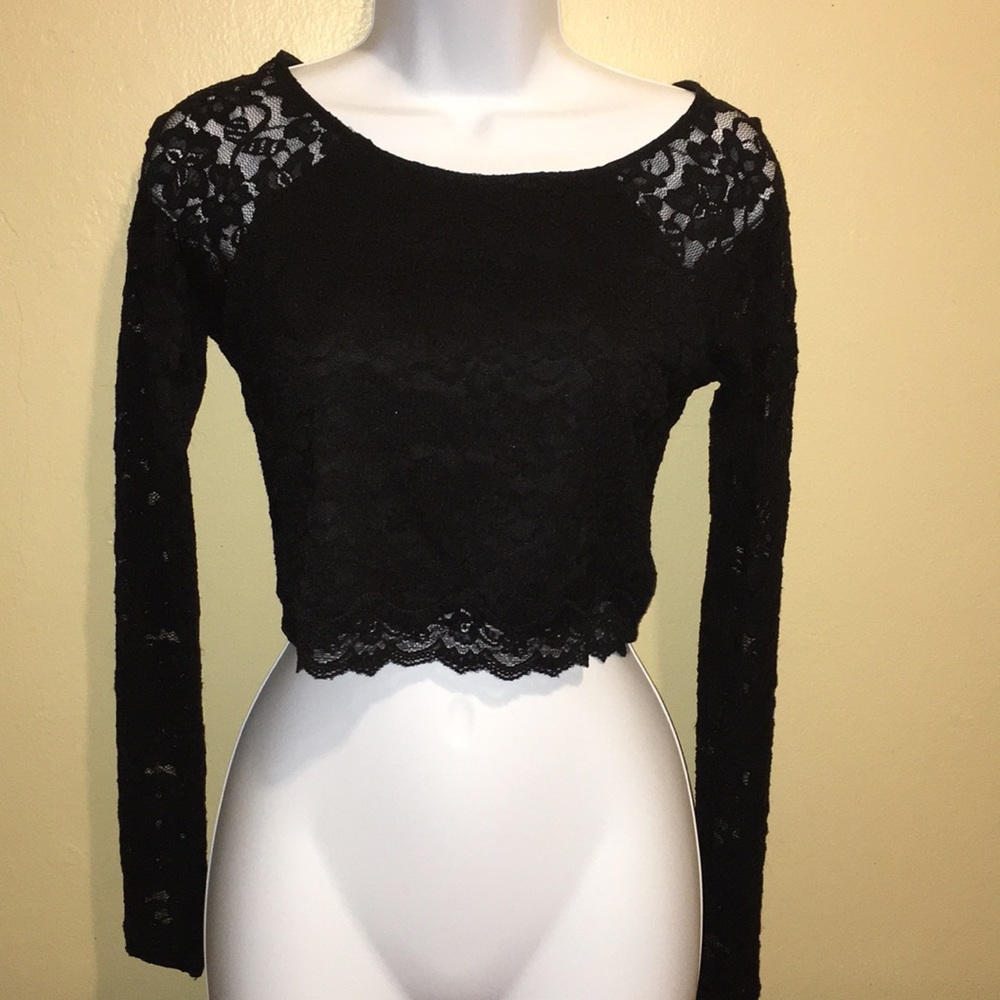 Express Black Lace Crop Top NWT - Picture 6 of 7